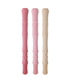 Baby Bliss Hallow Teething Tubes Dusty Rose, Dusty Pink & Almond