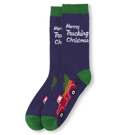 Hatley Little Blue House Men's Crew Socks Merry Trucking Christmas