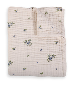 House of Elia Large Organic Cotton Muslin 4 Layer Blanket Blueberry
