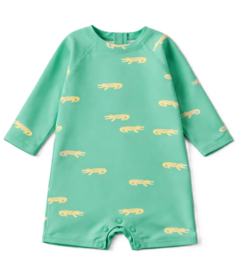 Souris Mini Baby One Piece Swimsuit Turquoise Crocodile