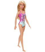 Poupée Barbie de plage avec maillot de bain rose & bleu