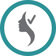 woman side profile outline with checkmark icon
