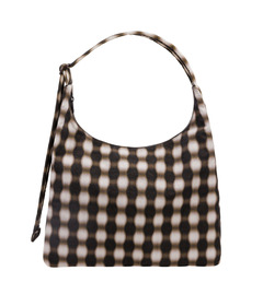 BAGGU Nylon Shoulder Bag Blurred Gingham Brown