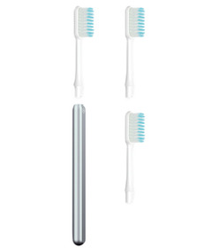 Nada Adult Toothbrush Starter + 2 Brush Heads Soft Silver