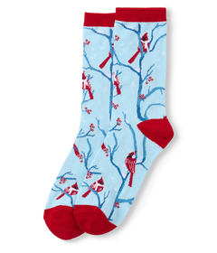 Hatley Little Blue House Women's Crew Sock Winter Cardinals
