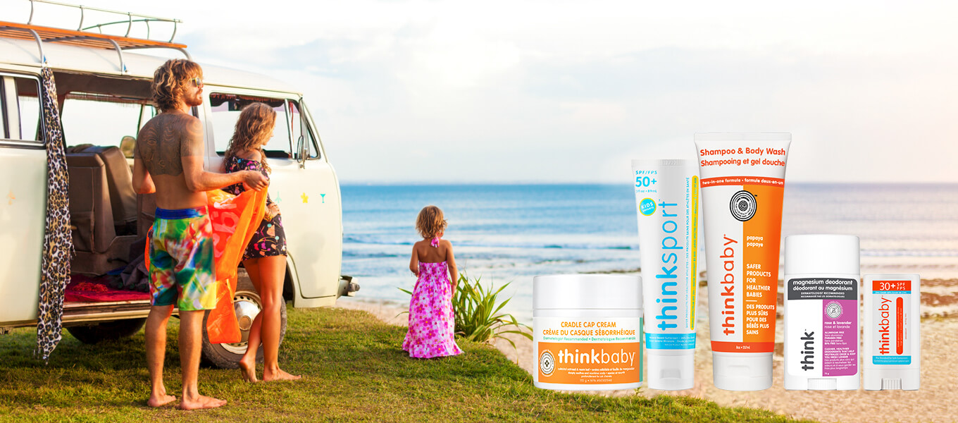 family with can by the ocean with think products