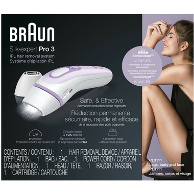 Braun IPL Long-Lasting Hair Removal System for Women and Men, New Silk  Expert Pro 3 PL3221, Head-to-Toe Usage, for Body & Face, Alternative to  Salon