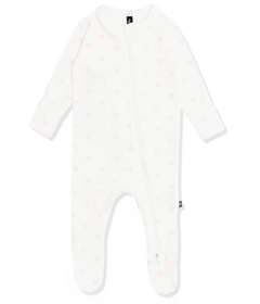 Kyte Baby Pointelle Zippered Footie Sweet Pink Bow