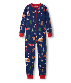 Hatley Little Blue House Union Suit Winter Cabin
