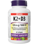 Webber Naturals Vitamine K2 + D3 120 mcg/1 000 IU