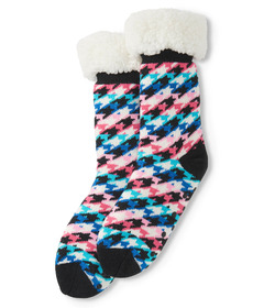 Hatley Little Blue House Women's Sherpa Lined Cabin Sock Rainbow