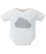 Earth Baby Outfitters Short Sleeve Bamboo Embroidery Onesie White Cloud