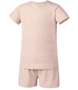 Earth Baby Outfitters Bamboo Ribbed Short Sleeve Pajama Set Beige