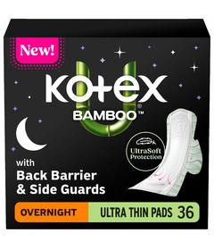U by KOTEX Bamboo Ultra-Thin Winged Overnight Pads