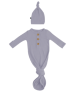 Kyte BABY Ribbed Knotted Gown with Hat Set Haze
