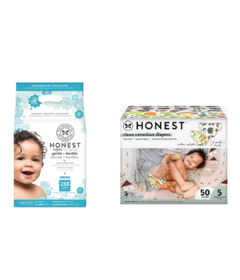 The Honest Company Plant-Based Wipes &All the Letters Diapers Size 5 Bundle
