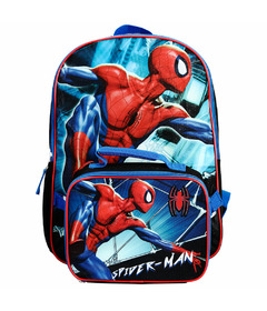 Bioworld Marvel Spiderman Superhero Kids Backpack and Lunch Box Set
