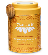 JusTea Turmeric Ginger Boîte à thé à feuilles mobiles avec cuillère