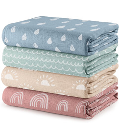 Comfy Cubs Muslin Swaddle Blankets Sun, Rainbow, Rain, Doodle
