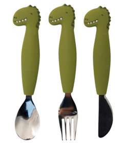 image of Trixie Silicone Cutlery Set Mr. Dino with sku:328992