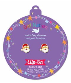 Girl Nation Enamel Clip-On Earrings Santa Claus