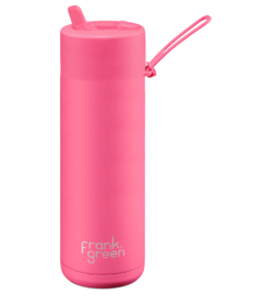 frank green Ceramic Reusable Bottle with Flip Straw Lid Neon Pink
