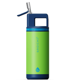 GROSCHE Alpine Kids Flip 'N Sip Water Bottle with Straw Dino Green