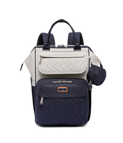 Babbleroo Wide-Top Diaper Bag White Blue