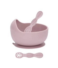 Baby Bliss Suction Bowl & Training Spoons Dusty Pink
