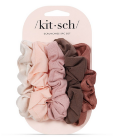 kitsch Assorted Textured Scrunchies Set Terracotta
