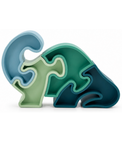 Milly Stone Silicone Dinosaur Puzzle Blue and Teal