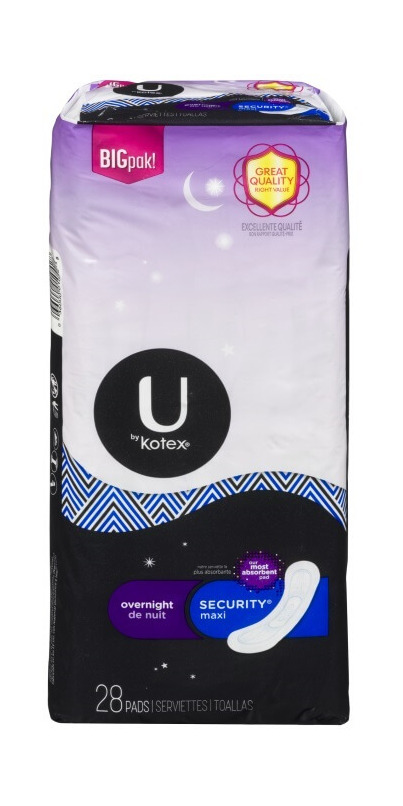 U by Kotex Clean & Secure Overnight Maxi Pads Overnight Absorbency, 28  count - Pay Less Super Markets