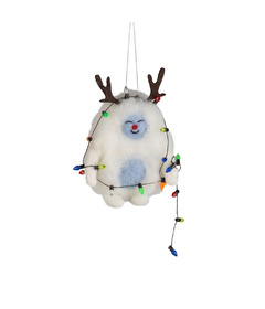 Silver Tree Felt Puffy Yeti Ornament with Lights