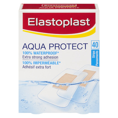 Elastoplast Aqua Protect Waterproof Adhesive Bandages | 40 Strips,  Transparent | 100% Waterproof | Extra Strong Adhesion | Ideal for washing