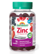 Jamieson Zinc avec vitamines C & D3 Gummies Mixed Berry