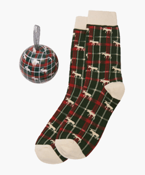 Hatley Men's Socks In Balls Winter Moose On Plaid