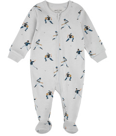 Petit Lem Sleeper Baseball Player Print on Lunar Rock Light Grey
