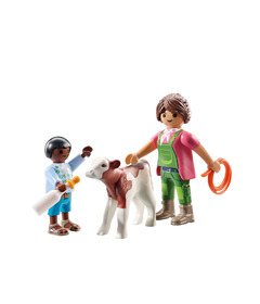 Playmobil Farmer with Calf