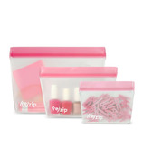 (re)zip Stand-Up Leakproof Reusable Storage Bag Set Pink Zipper