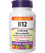 Webber Naturals Vitamine B12 2500mcg Méthylcobalamine