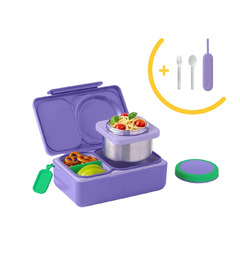 OmieLife OmieBox UP Bento Box Galaxy Purple + Utensil Set Bundle