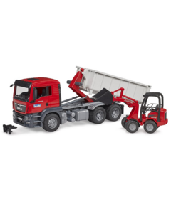 Bruder Toys MAN TGS Truck Roll-Off Container with Schaeffer Comp Loader