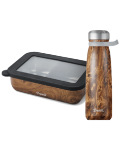 S'well Bento Box & Traveler Teakwood Bundle