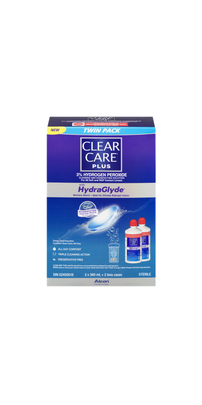  Clear Care Plus Cleaning Solution with Lens Case, Twin Pack,  Multi, 12 Oz, Pack of 2 : Health & Household