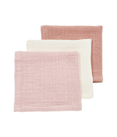 Meyco Baby Muslin Facecloth Pack Soft Rose, Rose and Natural