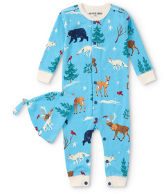 Hatley Little Blue House Baby Coverall & Hat Set Winter Wonderland