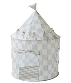 3 Sprouts Recycled Fabric Tent Checkerboard Beige