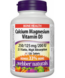 Webber Naturals Calcium Magnesium Citrate with Vitamin D Bonus Size