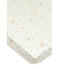 Loulou Lollipop Muslin Fitted Crib Sheet Bunny Meadow
