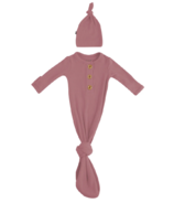 Kyte BABY Ribbed Knotted Gown with Hat Set Dusty Rose